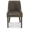 Ella Walnut Scoop Back Chair - Distressed Bonded Leather (Pair)