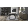 Faro Weathered Oak 4-6 Seater Table & 4 Mondrian Grey Velvet Chairs -