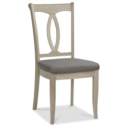 Bordeaux Chalk Oak Slat Dining Chair - Titanium Fabric (Pair)