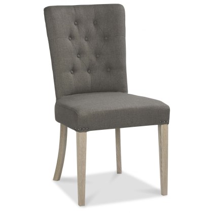 Bordeaux Chalk Oak Uph Chair - Titanium Fabric (Pair)
