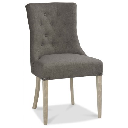 Bordeaux Chalk Oak Uph Scoop Chair - Titanium Fabric (Pair)