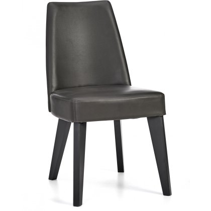 Brunel Gunmetal Upholstered Fixed Chair - Grey Bonded Leather (Pair)