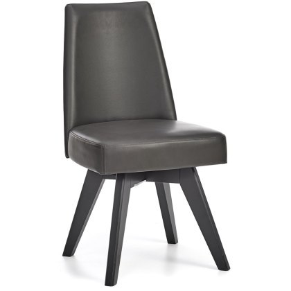 Brunel Gunmetal Upholstered Swivel Chair - Grey Bonded Leather (Single)