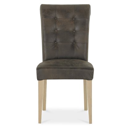Chartreuse Aged Oak - Bonded Leather Chair (Single)
