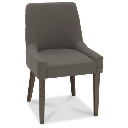 Ella Dark Oak Scoop Back Chair - Titanium Fabric (Pair)