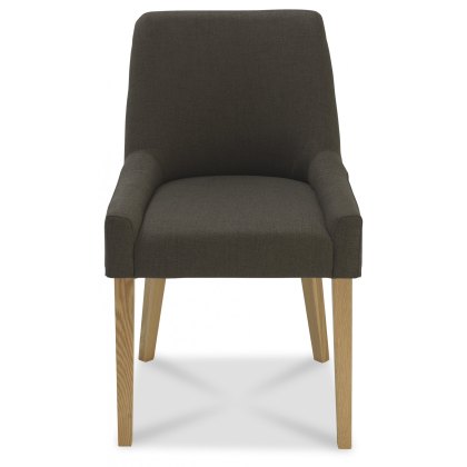 Ella Light Oak Scoop Back Chair - Black Gold Fabric (Pair)