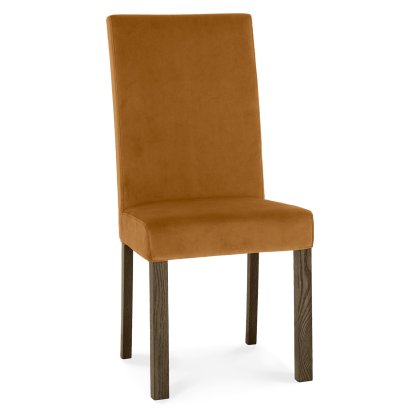 Parker Dark Oak Square Back Chair - Harvest Pumpkin Velvet Fabric (Pair)