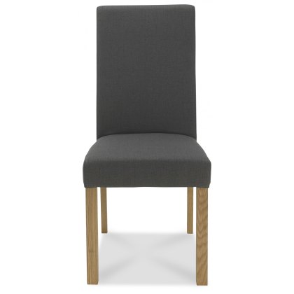 Parker Light Oak Square Back Chair - Cold Steel Fabric (Pair)