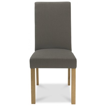Parker Light Oak Square Back Chair - Titanium Fabric (Pair)