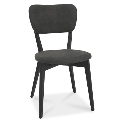 Vintage Peppercorn Upholstered Back Chair - Dark Grey Fabric (Pair)