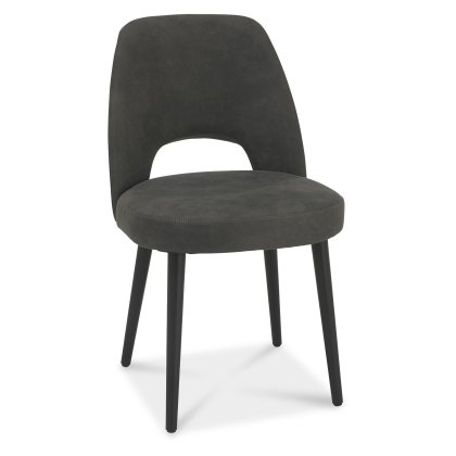 Vintage Peppercorn Upholstered Chair - Dark Grey Fabric (Pair)