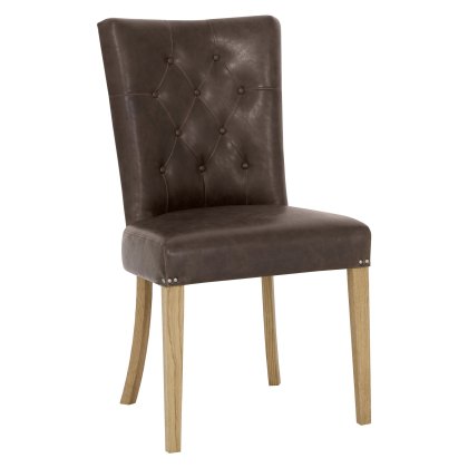 Westbury Rustic Oak Uph Chair - Espresso Faux Leather (Single)
