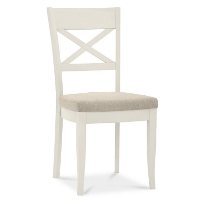 Ashley Antique White X Back Chair - Sand Colour Fabric (Single)