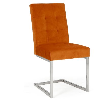 Faro Dark Oak Uph Cantilever Chair - Harvest Pumpkin Velvet (Pair)