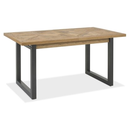 Harvey Rustic Oak 4-6 Seater Table & 4 Harvey Cantilever Chairs in Dark Grey Fabric