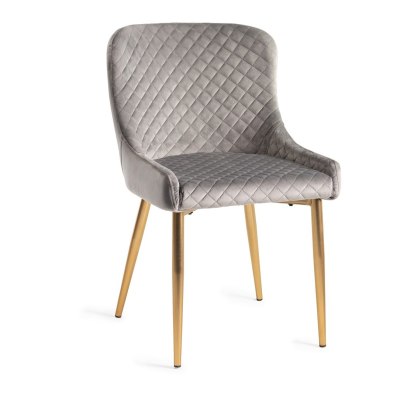 Kent - Grey Velvet Fabric Chairs with Gold Legs (Pair)