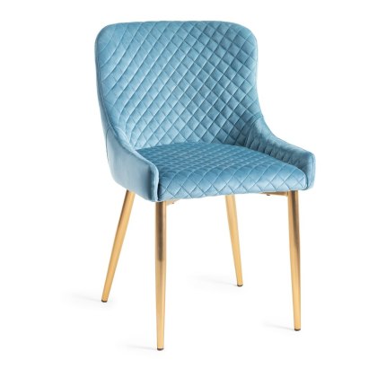 Kent - Petrol Blue Velvet Fabric Chairs with Gold Legs (Pair)