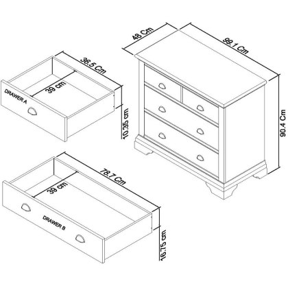 Montana White 2+2 Drawer Chest