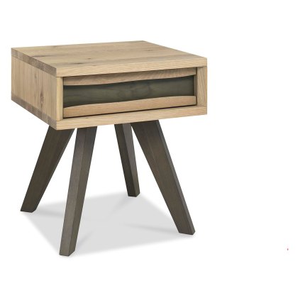 Nordic Aged Oak Lamp Table With Drawer