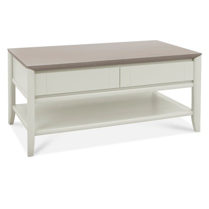 Palermo Grey Washed Oak & Soft Grey Coffee Table With Drawer