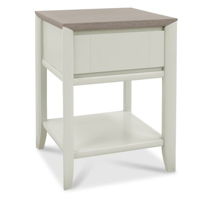 Palermo Grey Washed Oak & Soft Grey Lamp Table With Drawer