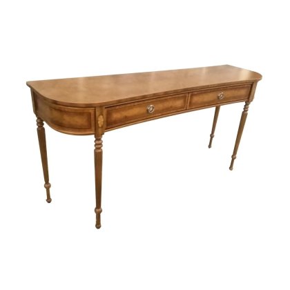 Powerscourt Dark Burl Large Concave Console Table With 2 Drawers