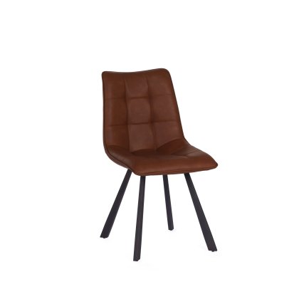 Louise Pu Vintage Cognac Chair with Anthracite Grey Metal Leg