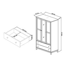 Atlanta Oak Triple Wardrobe