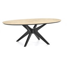 Brunel Chalk Oak & Gunmetal Coffee Table - Elliptical