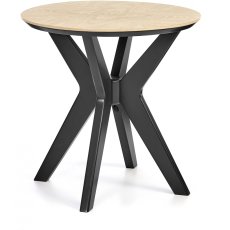 Brunel Chalk Oak & Gunmetal Lamp Table - Circular