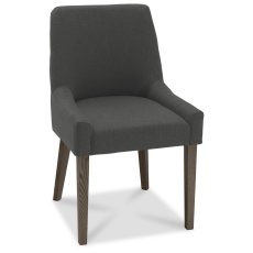 Ella Dark Oak Scoop Back Chair - Cold Steel Fabric (Pair)