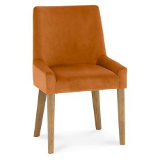 Ella Light Oak Scoop Back Chair - Harvest Pumpkin Velvet Fabric (Single)