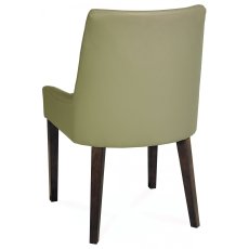 Ella Walnut Scoop Back Chair - Olive Grey Bonded Leather (Single)