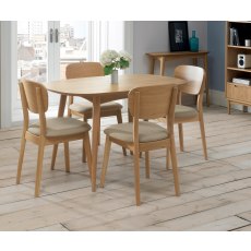 Oslo Oak Veneered Back Chair-Stone Fabric (Pair)