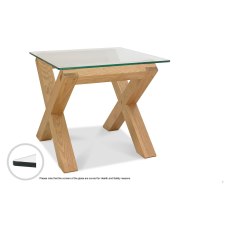 Turin Light Oak Glass Lamp Table