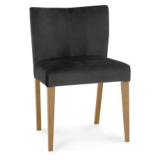 Turin Light Oak Low Back Uph Chair - Gun Metal Velvet Fabric (Pair)