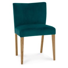 Turin Light Oak Low Back Uph Chair - Sea Green Velvet Fabric (Pair)