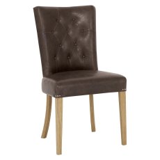 Westbury Rustic Oak Uph Chair - Espresso Faux Leather (Pair)