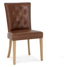 Westbury Rustic Oak Uph Chair - Tan Faux Leather (Pair)