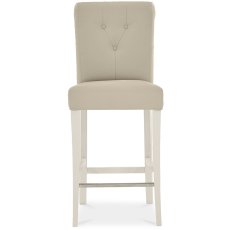 Ashley Antique White Uph Bar Stool - Ivory Bonded Leather (Pair)