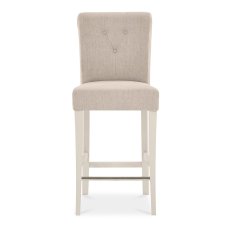 Ashley Antique White Uph Bar Stool - Sand Colour Fabric (Pair)