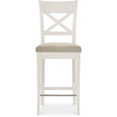 Ashley Antique White X Back Bar Stool - Sand Colour Fabric (Single)