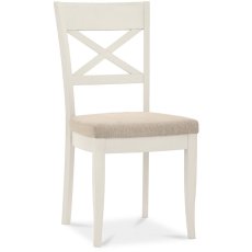 Ashley Antique White X Back Chair - Sand Colour Fabric (Pair)