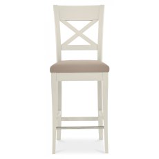 Ashley Soft Grey X Back Bar Stool - Grey Bonded Leather (Pair)