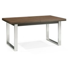 Faro Dark Oak 4-6 Seater Table & 4 Cantilever Chairs in Gun Metal Velvet