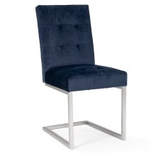 Faro Dark Oak Uph Cantilever Chair - Dark Blue Velvet (Pair)