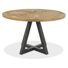 Harvey Rustic Oak 4 Seater Circular Table & 4 Harvey Chairs in Dark Grey Fabric