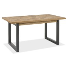 Harvey Rustic Oak 4-6 Seater Table & 4 Oak Upholstered Chairs in Dark Grey Fabric