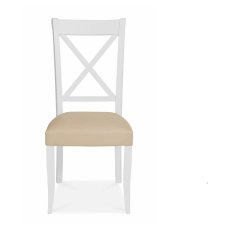 Montana Two Tone X Back Chair - Ivory Bonded Leather (Pair)