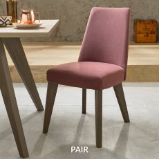 Nordic Aged Oak Upholstered Chair - Mulberry (Pair)